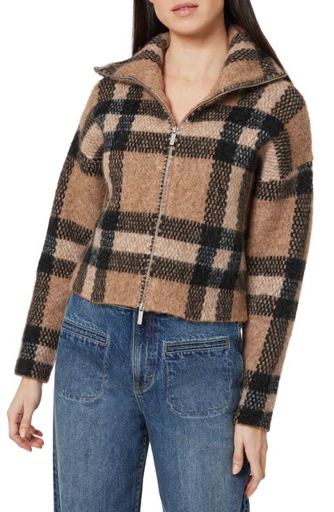 Plaid Front Zip Jacket