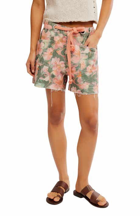 Moxie Floral Tie Waist Cotton Shorts