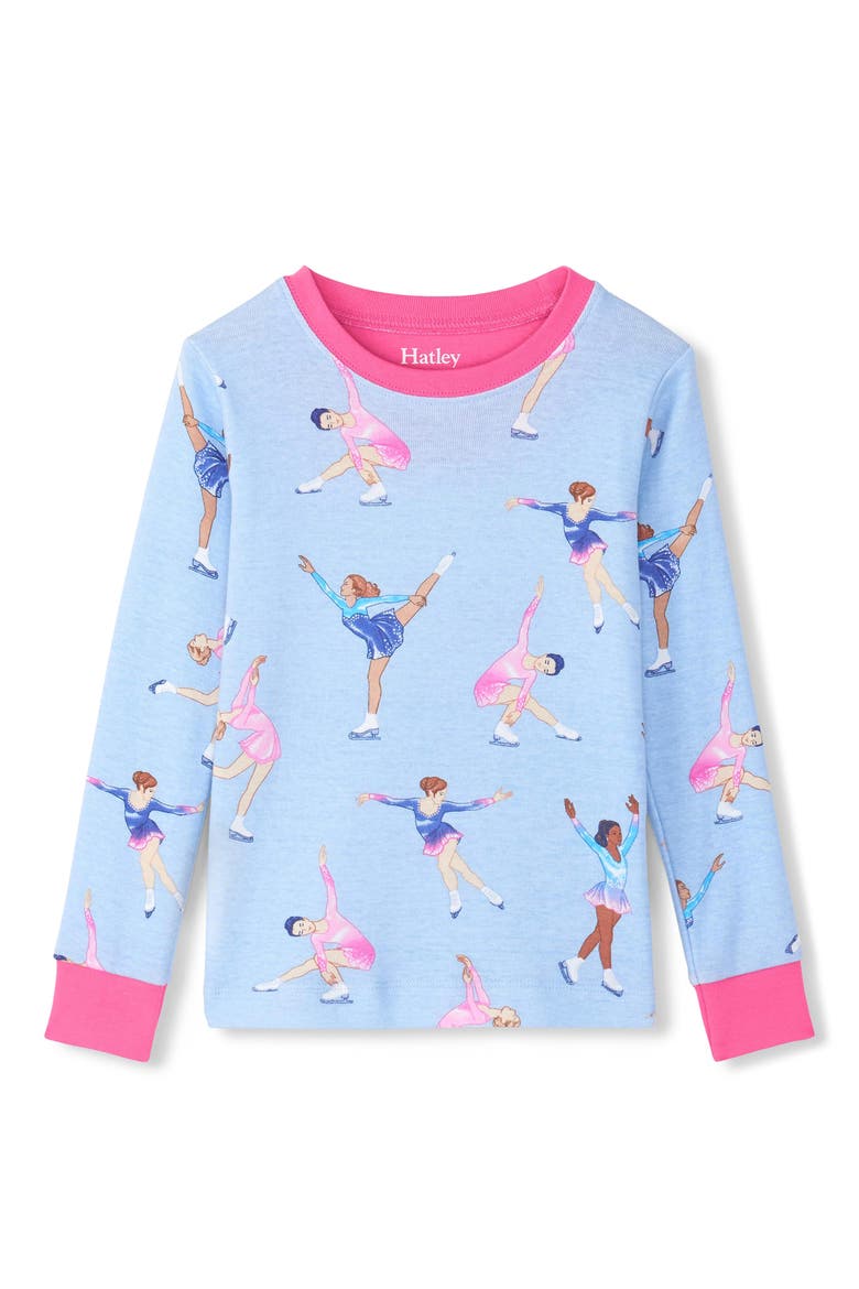 Kids' Figure Skaters Fitted Two-Piece Pajamas, Alternate, color, ICE MELT