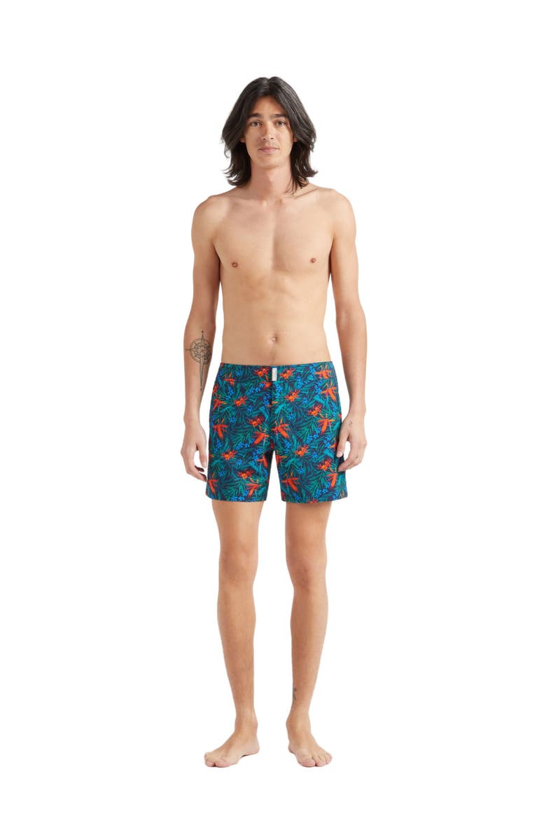 Vilebrequin Men's Tropical Flower Stretch Board Shorts, Main, color, Bleu Marine