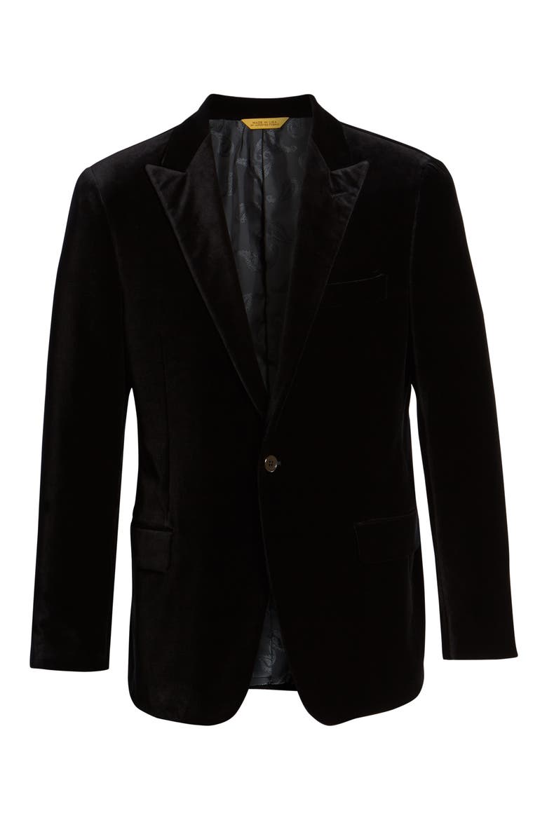 Classic Fit Stretch Cotton Velvet Dinner Jacket, Alternate, color, BLACK