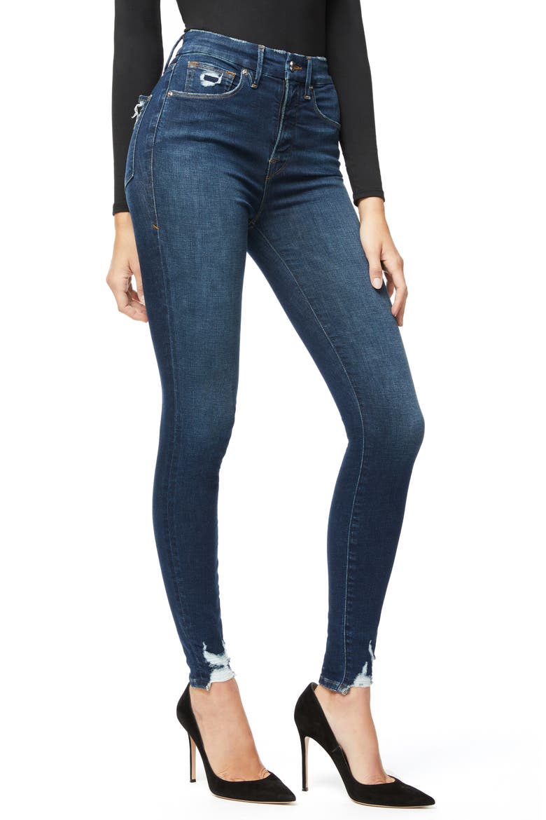 Good Waist Distressed High Waist Ankle Skinny Jeans, Alternate, color, BLUE309