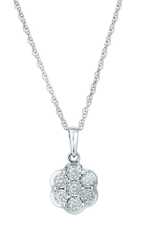 Sterling Silver Diamond Pendant Necklace