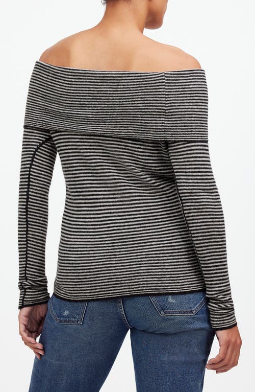 Madewell Stripe Off The Shoulder Alpaca Blend Sweater In Night Vision Stripe