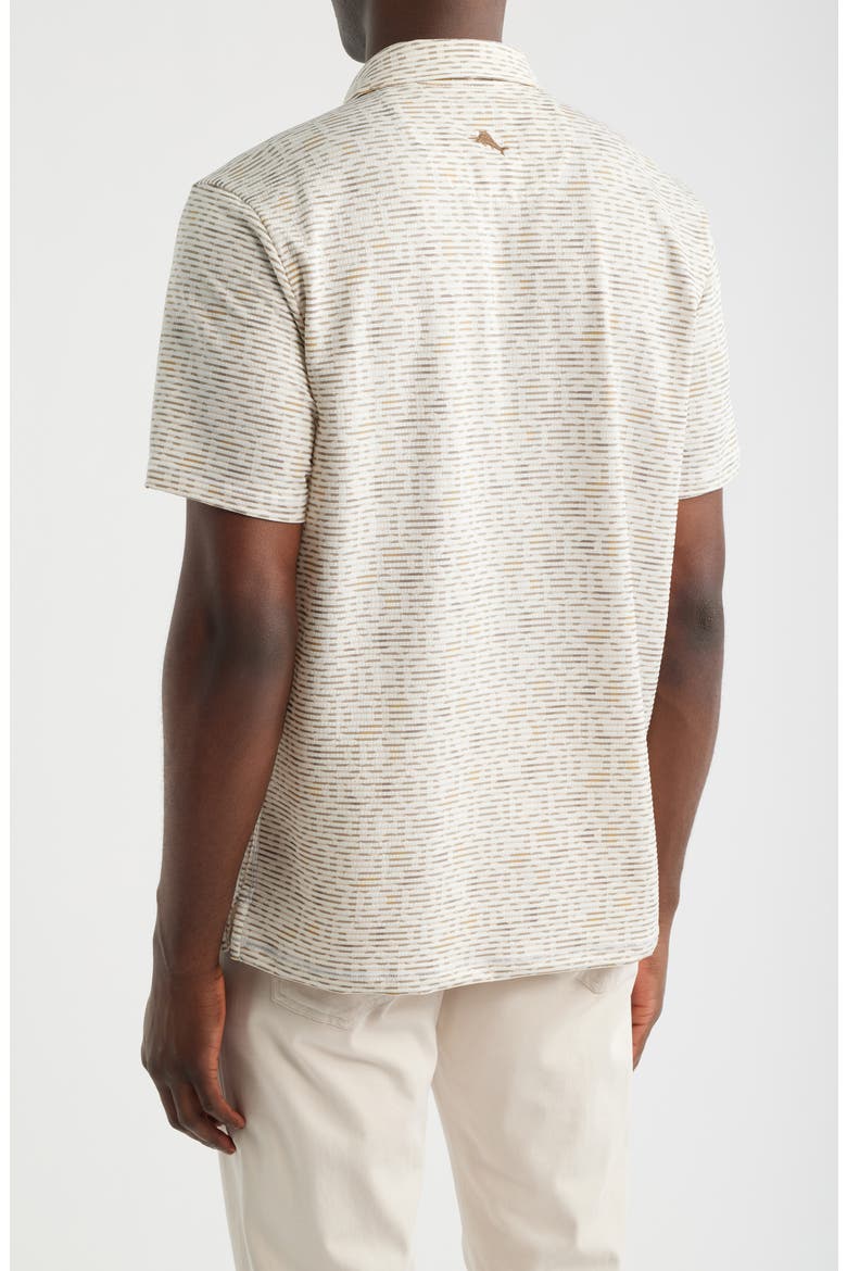 Costa Wave Mosaic Print Seersucker Stripe IslandZone® Polo, Alternate, color, ABBEY STONE