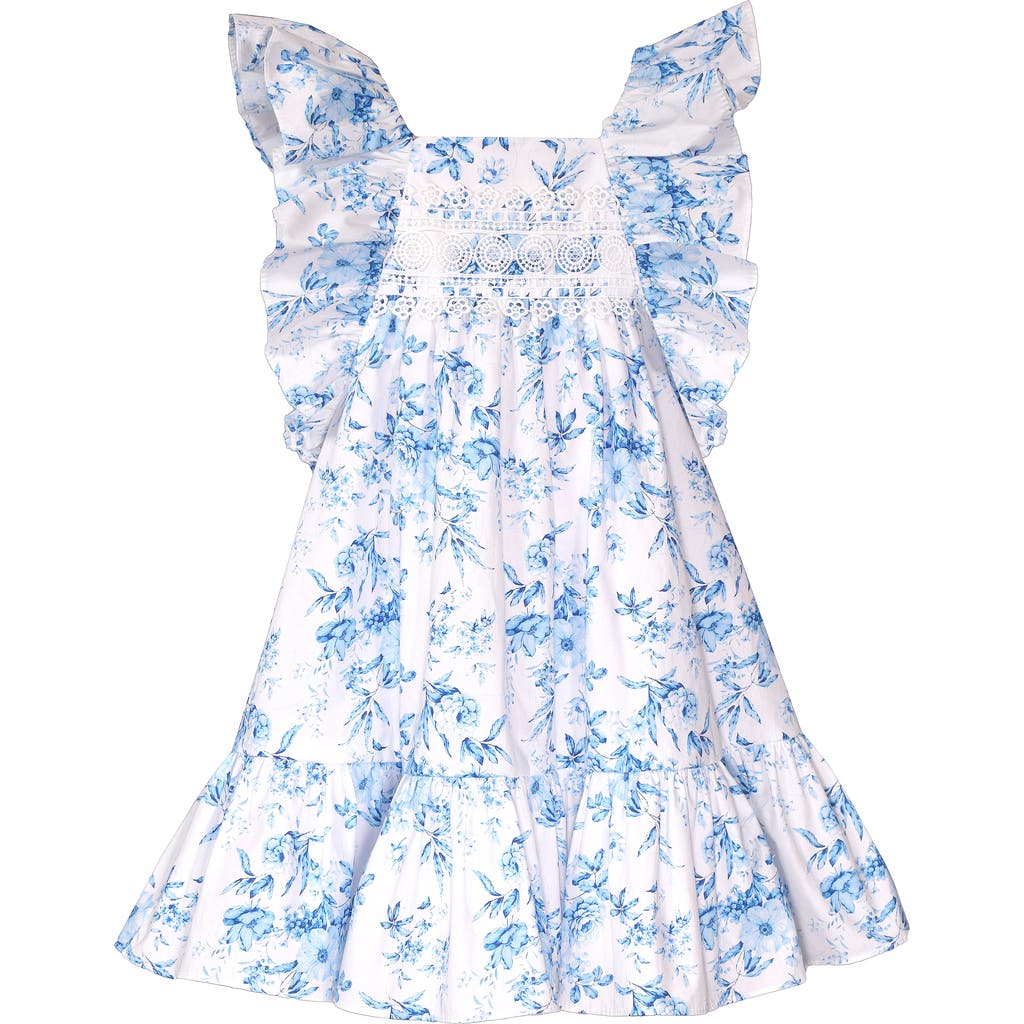 Iris & Ivy Kids' Floral Cotton Gauze Party Dress In Blue Floral