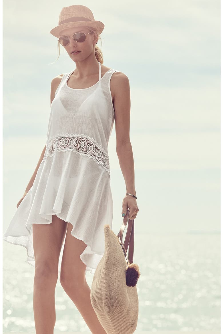 'Island Fare' Cover-Up Tank Dress, Alternate, color, BLACK