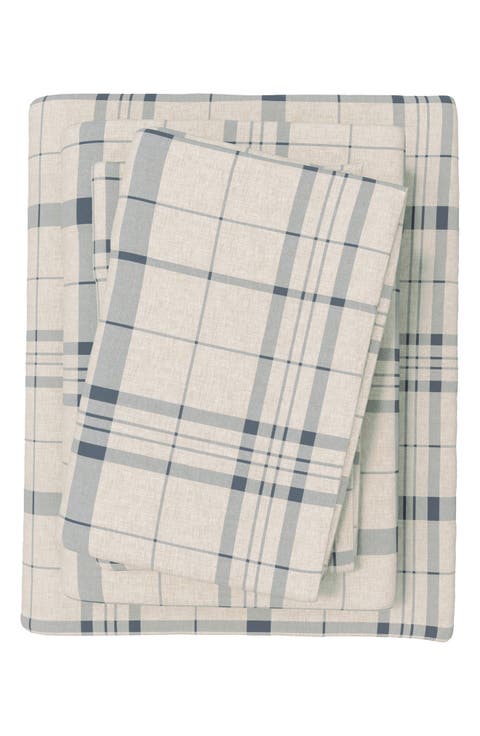 Turkish Cotton Flannel Plaid Sheet Set