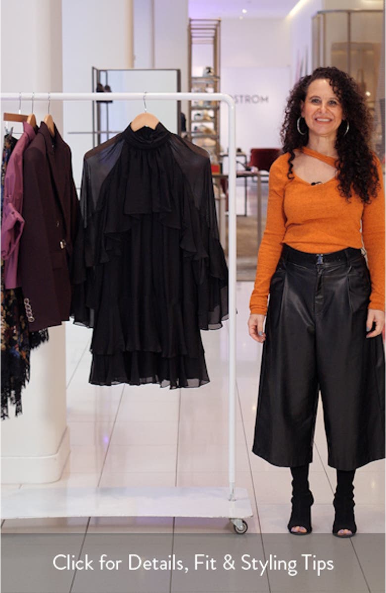 Adlington Ruffle Detail Long Sleeve Silk Chiffon Dress, sales video thumbnail