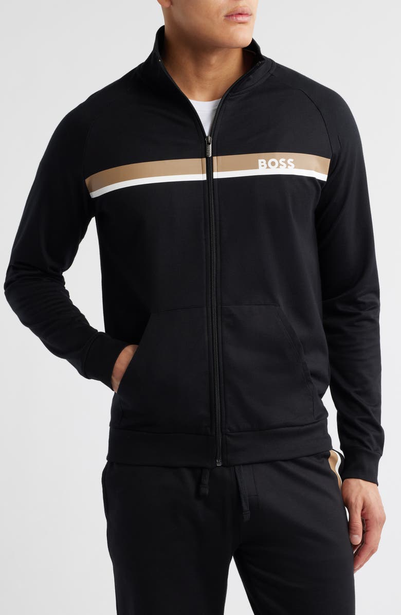 BOSS Authentic Chest Stripe Cotton Zip Jacket, Alternate, color,