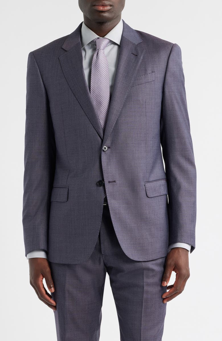 Emporio Armani G-Line Slim Fit Purple Microcheck Wool Suit, Alternate, color, Fancy Purple
