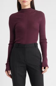 BOSS Foliora Virgin Wool Rib Funnel Neck Sweater