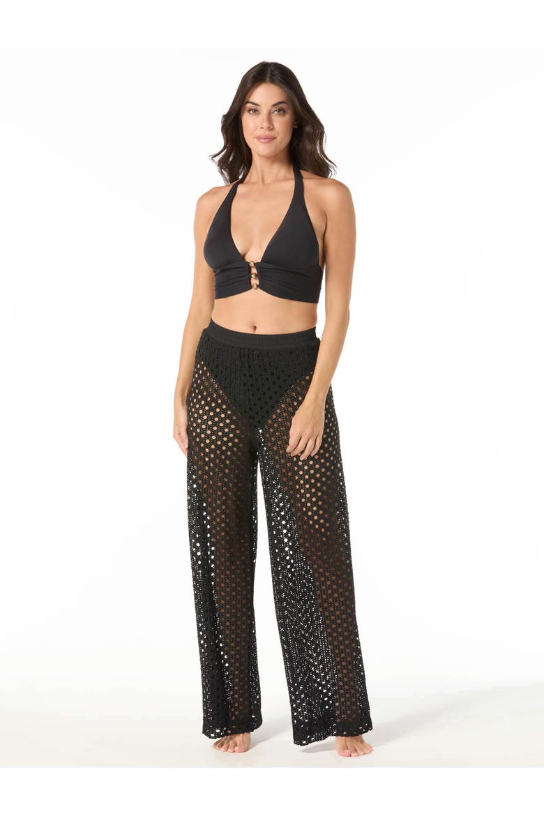 Crochet Wide Leg Pant Swim, Main, color, Black