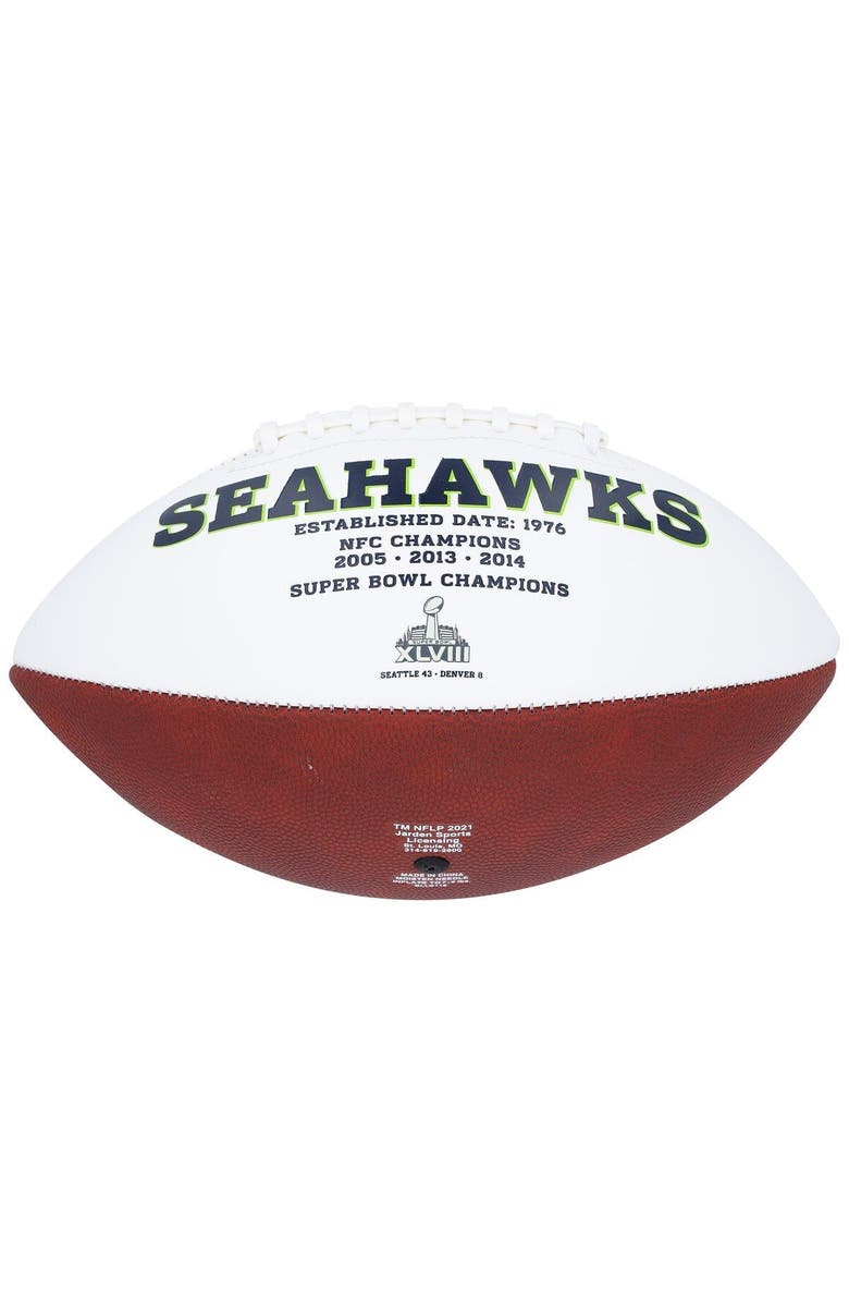 FANATICS AUTHENTIC Steve Largent Seattle Seahawks Autographed White Panel Football with "HOF 95" Inscription, Alternate, color, 