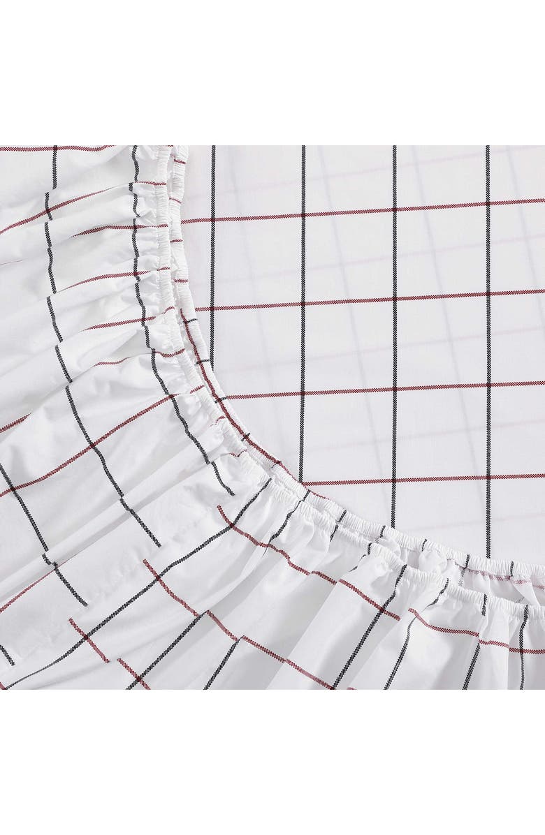 Tommy Hilfiger Glasgow Windowpane Cotton Percale Sheet Set, Alternate, color, White/Dark Blue/Red