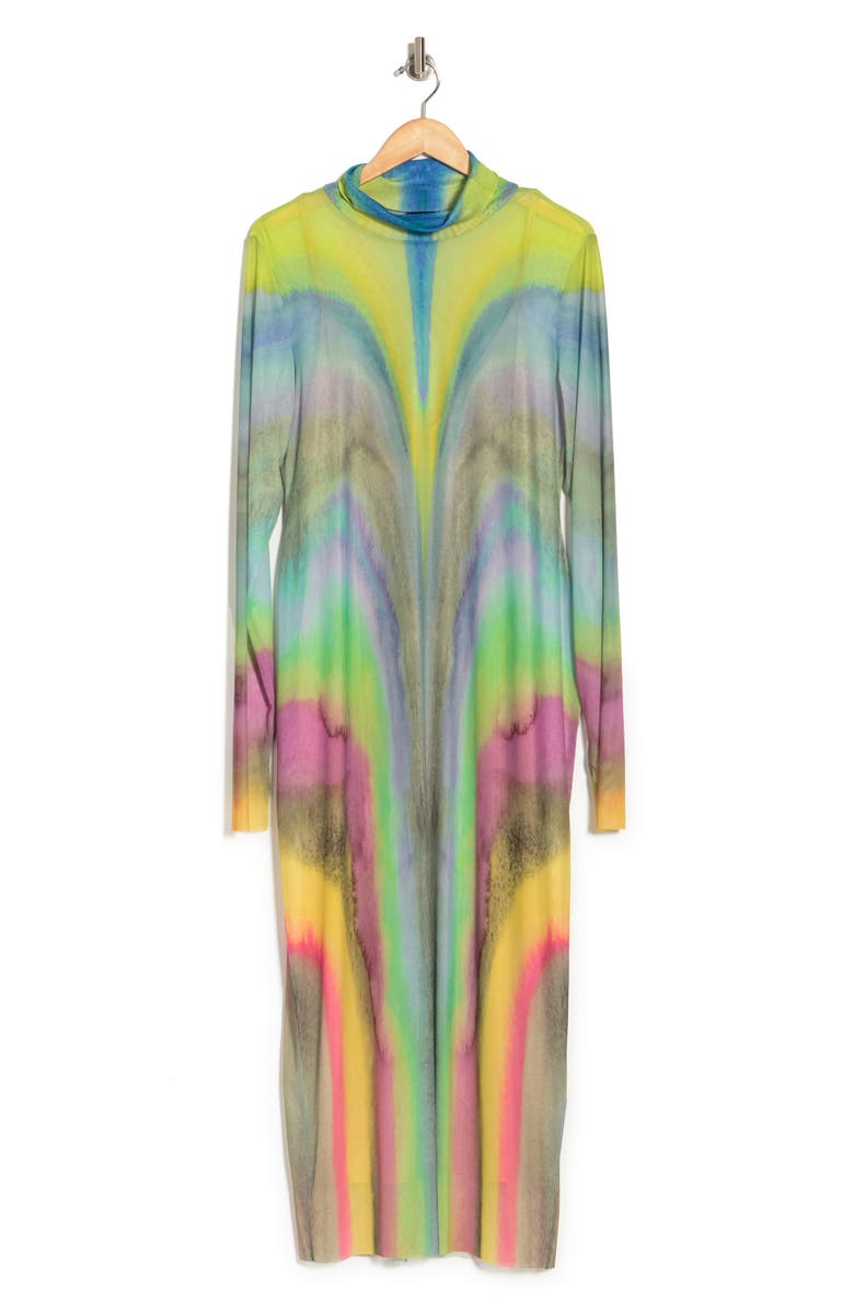 AFRM Shailene Long Sleeve Mesh Midi Dress, Alternate, color, 