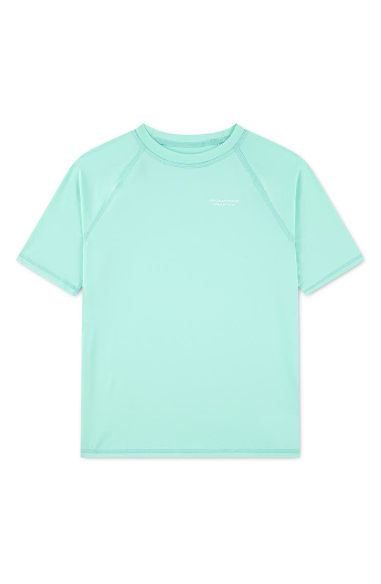 abercrombie kids Kids' Core Short Sleeve Rashguard, Main, color, Beach Glass