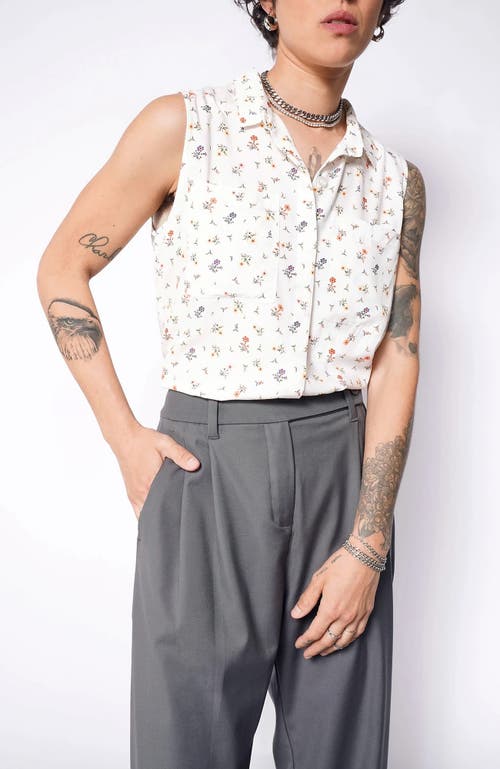 WILDFANG The Empower Sleeveless Button Up in Cottage Floral White Multi 