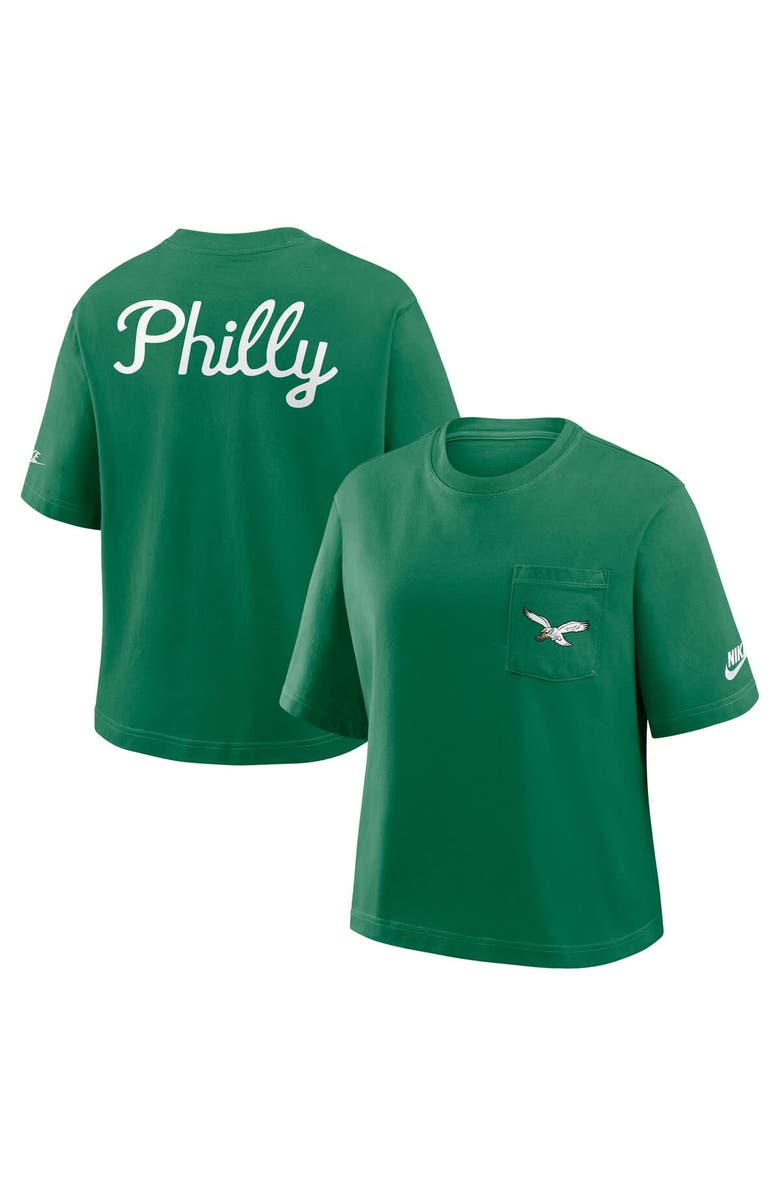 Nike Women's Nike Kelly Green Philadelphia Eagles Rewind Pocket Boxy T-Shirt, Alternate, color, Kelly Green
