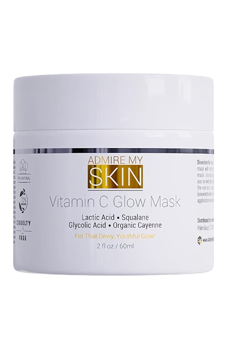 Admire My Skin Vitamin C Glow Mask for Brightening - Contains Glycolic and Lactic Acids, Alternate, color, Clear