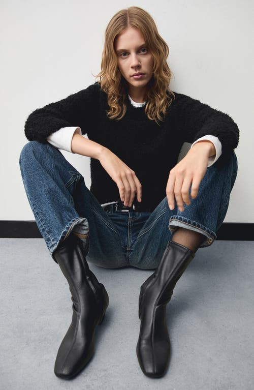 Mango Fur-effect Sweater In Black