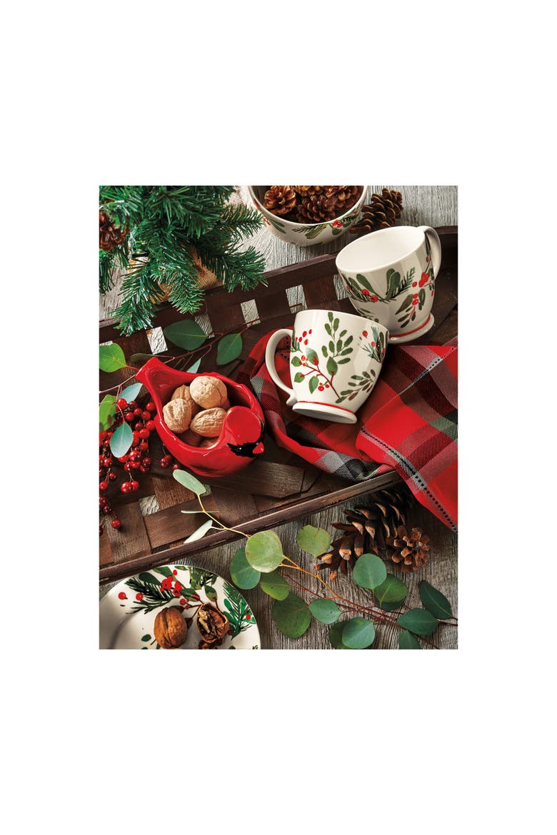 Cardinal Red Ceramic Serving Bowl - Dishwasher Safe Christmas, Alternate, color, Red