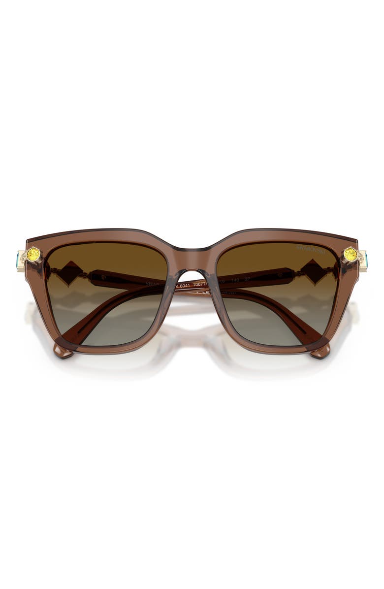 Swarovski 53mm Irregular Sunglasses, Alternate, color, Brown / Brown Polar