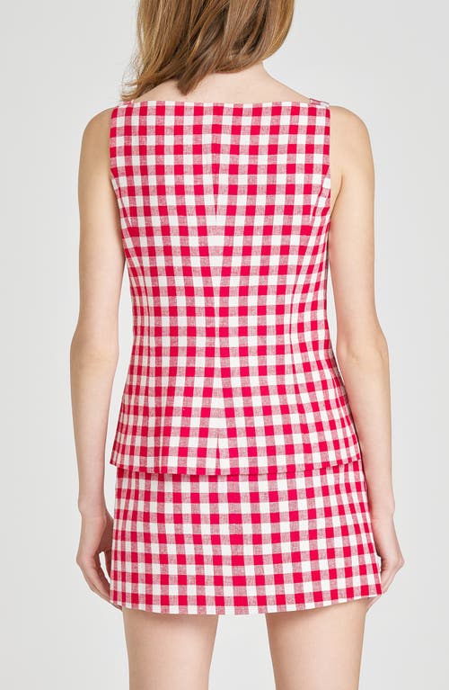 WAYF WAYF GRACIE GINGHAM LINEN BLEND BUTTON-UP VEST
