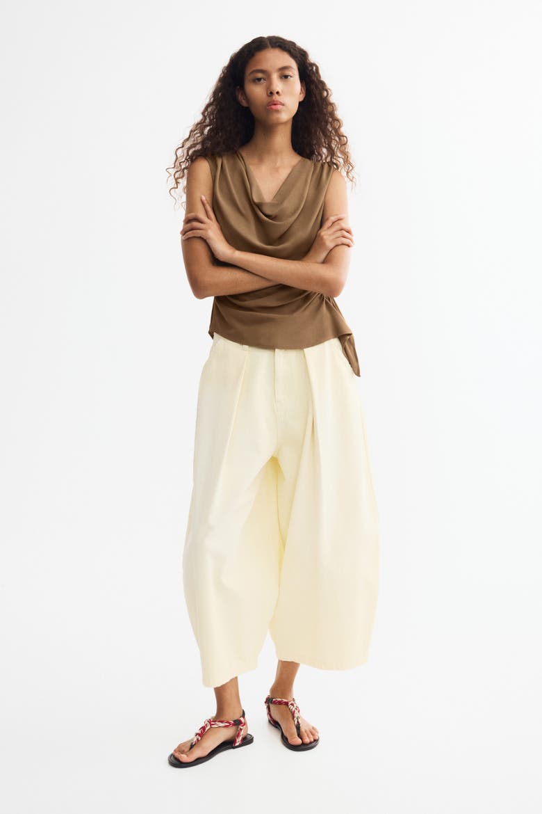 Draped One-shoulder Top, Alternate, color, Dark beige
