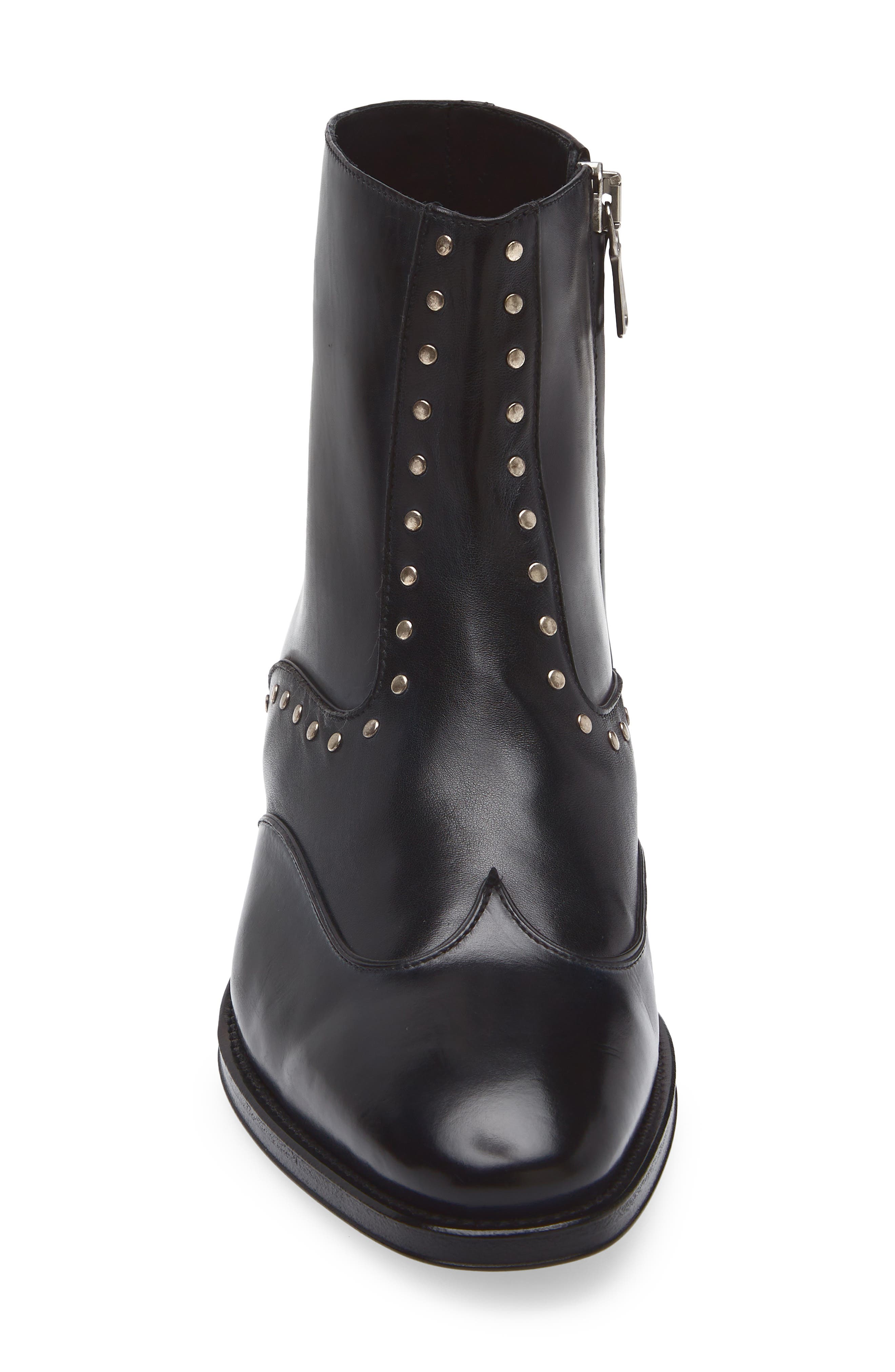 John Varvatos Ludlow Stud Wingtip Zip Boot, Alternate, color, Black