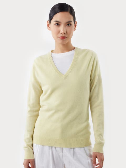 Bonwit Teller Cashmere Vneck Sweater Gran Lusso popular Yellow NWT Large