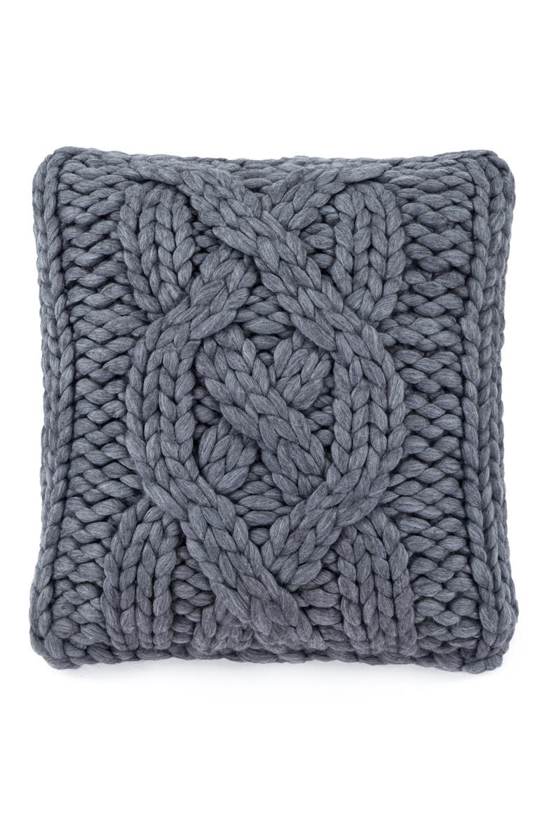 Australia Oversize Cable Knit Pillow, Main, color, GREY
