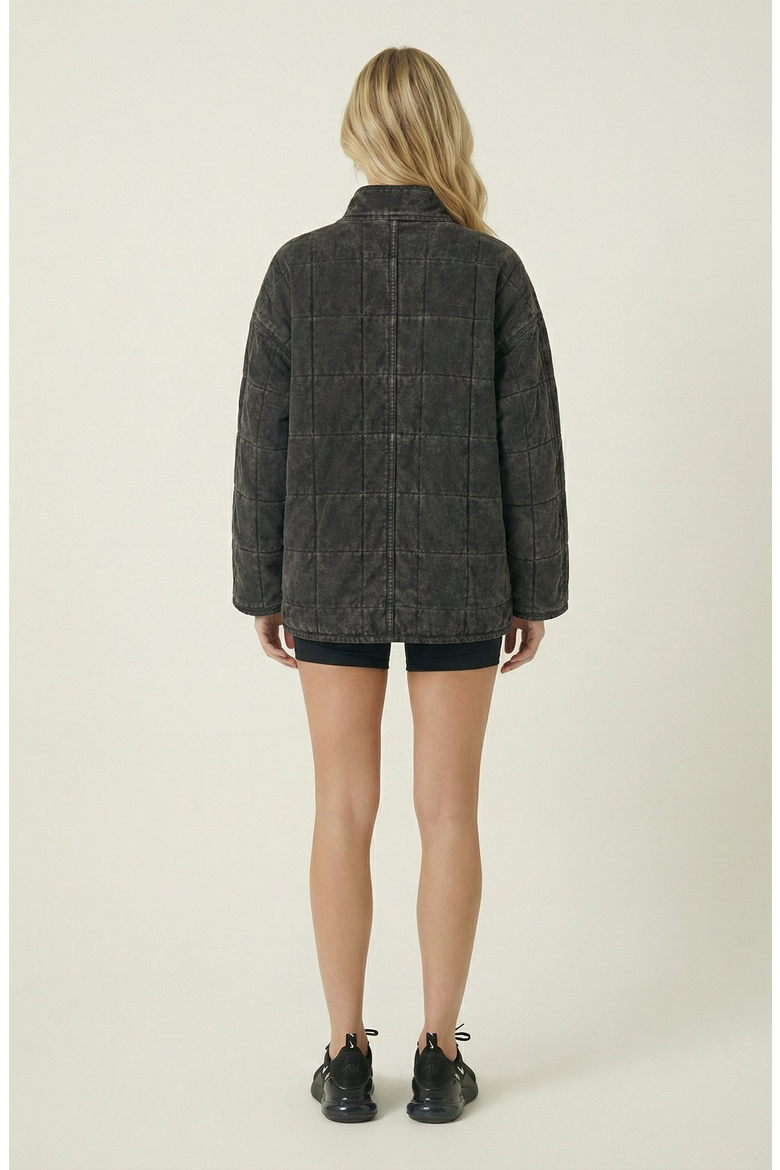 Quilted Fleece Long Sleeve Jacket, Alternate, color, Charcoal Grey