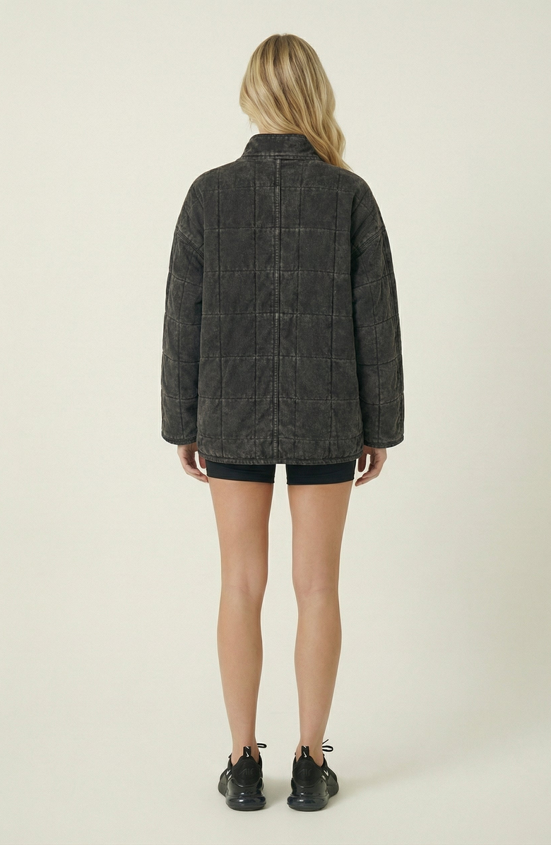 Modenaire Quilted Fleece Long Sleeve Jacket, Alternate, color, Charcoal Grey