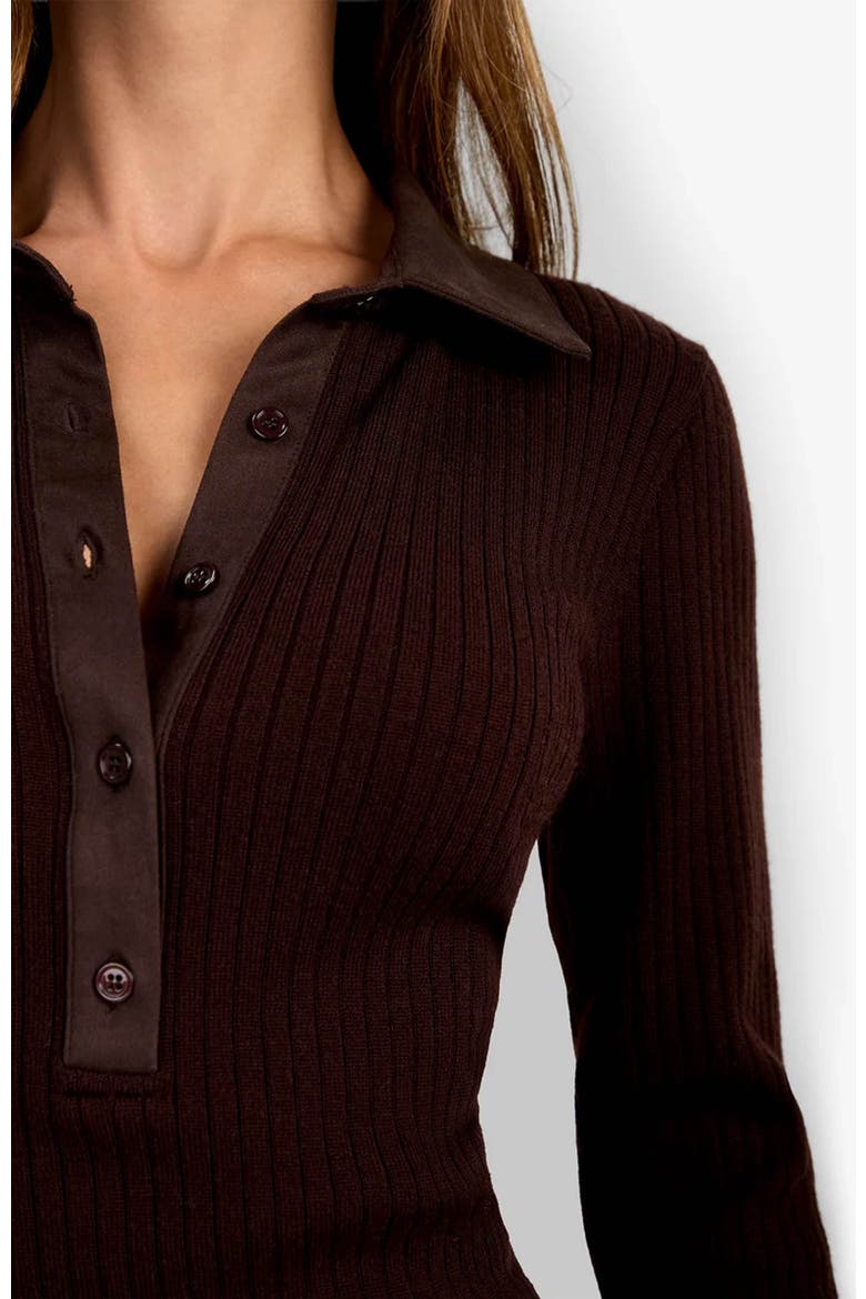 Rita Long Sleeve Polo, Alternate, color, Cioccolato