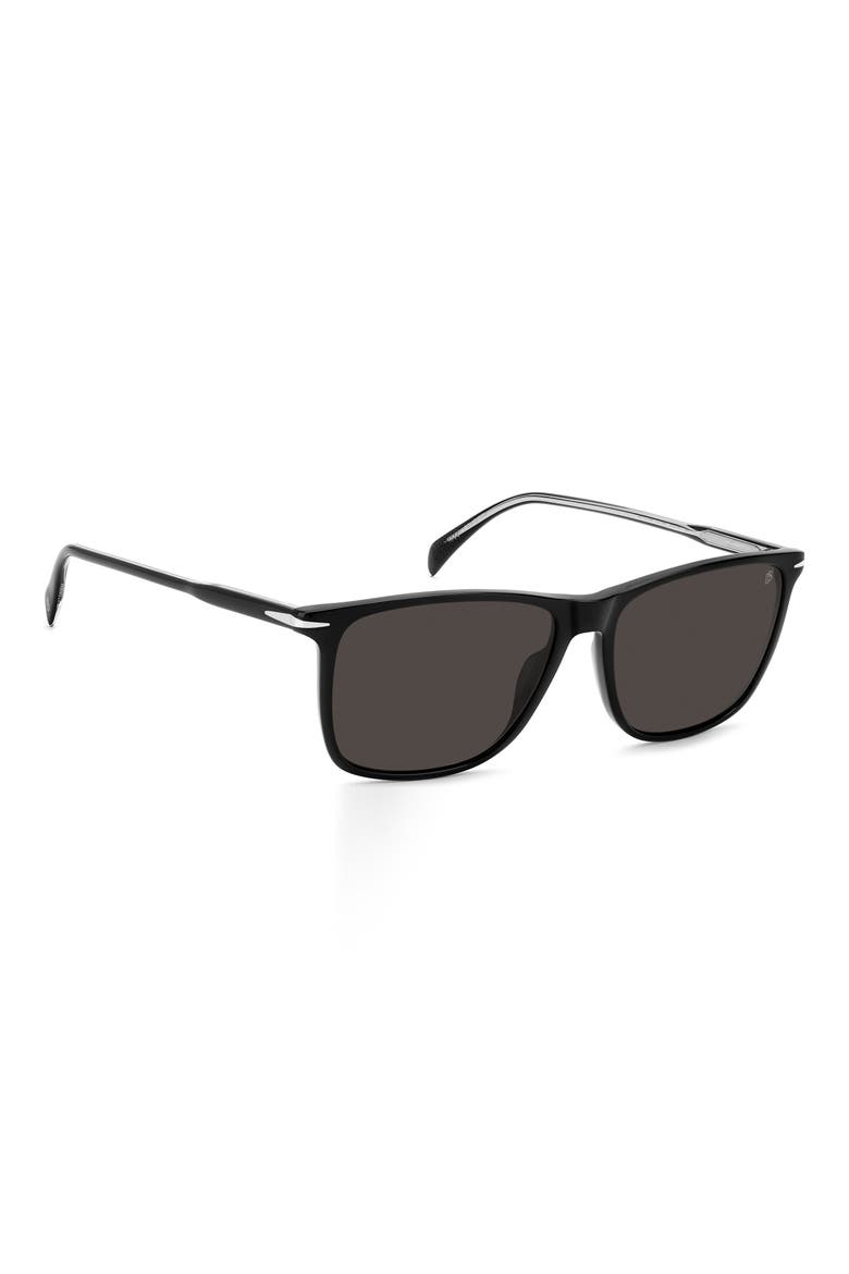1219/S/US 57mm Polarized Rectangle Sunglasses, Alternate, color, BLACK/ GREY PZ