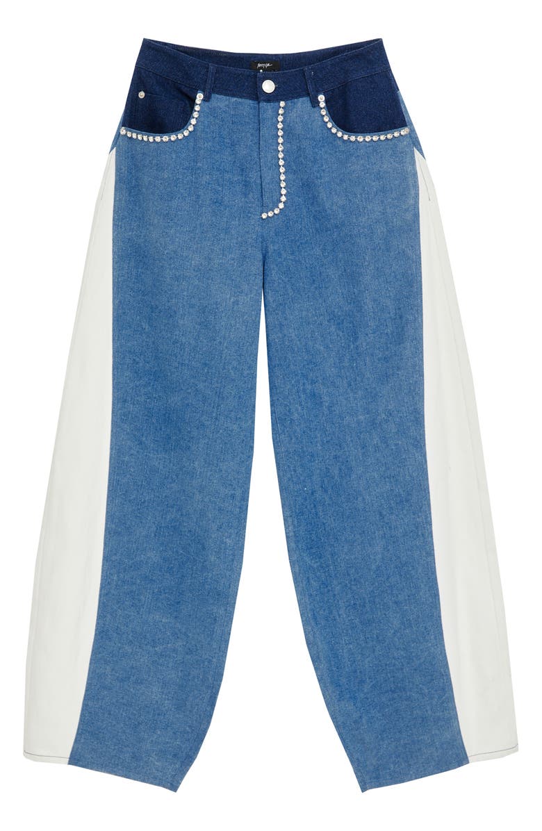 NASTY GAL Diamante Trim Colorblock Jeans, Alternate, color, 