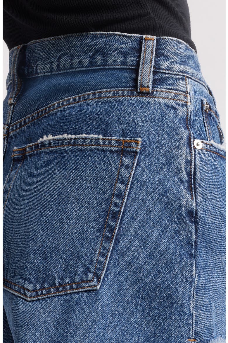 The Dare Frayed High Waist Denim Shorts, Alternate, color, HABIT