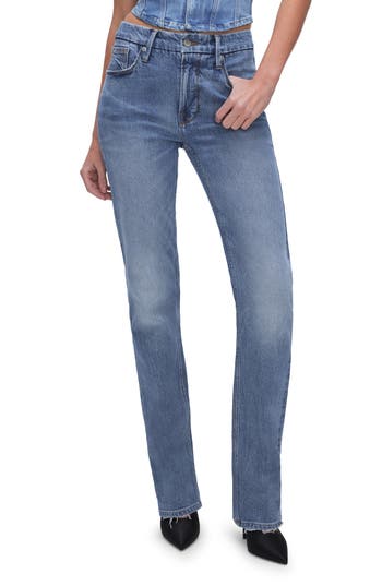 Good American Good Icon High Waist Straight Leg Jeans In Blue