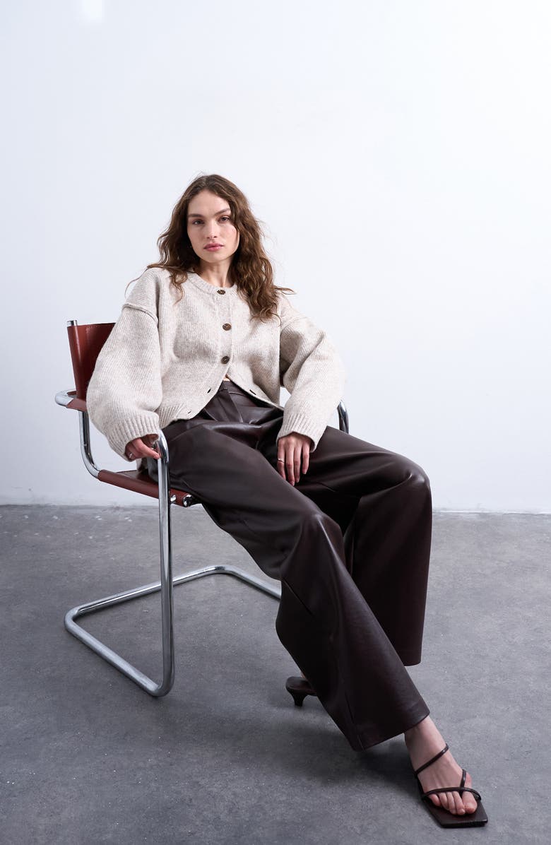 Topshop Exposed Seam Relaxed Fit Cardigan, Alternate, color, White