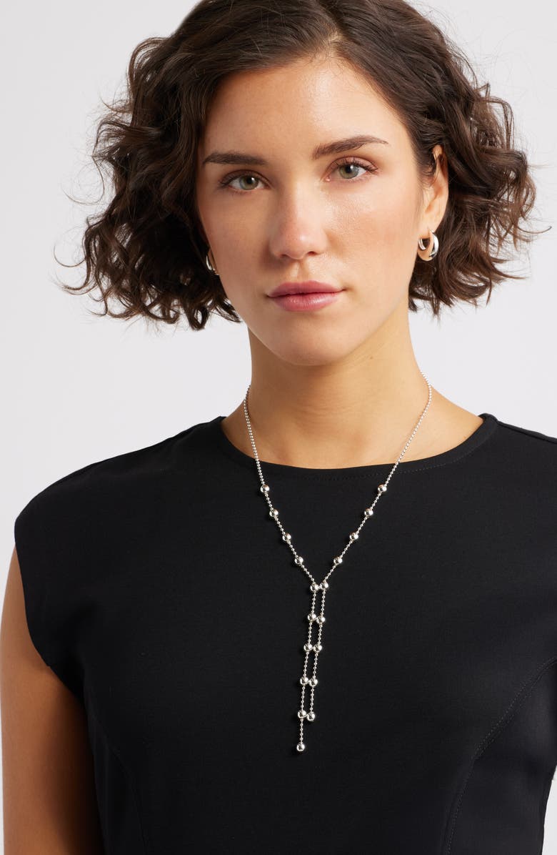 Nordstrom Ball Chain Y Necklace, Alternate, color, Silver