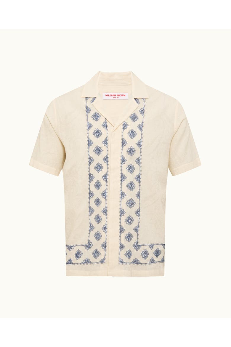Maitan Embroidery Relaxed Fit Carnival Embroidery Shirt, Alternate, color, White Sand/Nightfall Blue