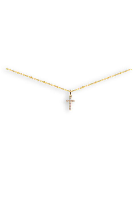 Cubic Zirconia Mini Cross Pendant Necklace