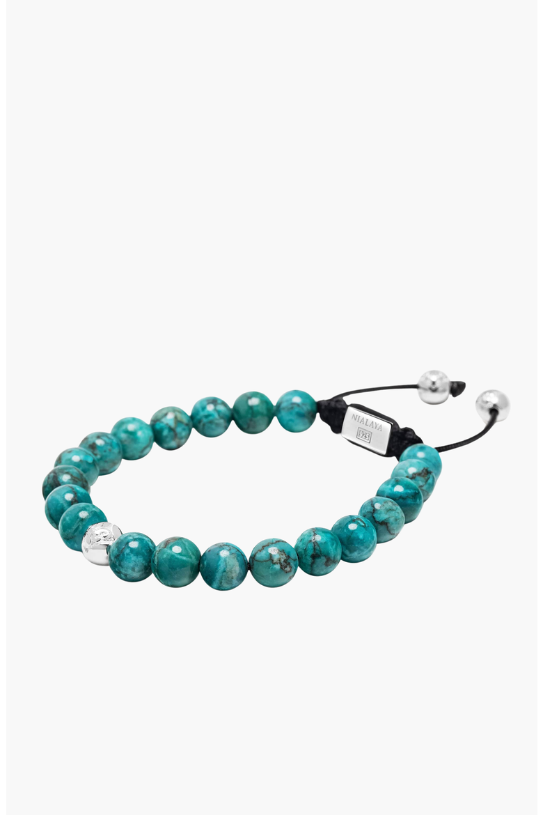 Turquoise and Sterling Silver Beaded Bracelet, Alternate, color, Turquoise