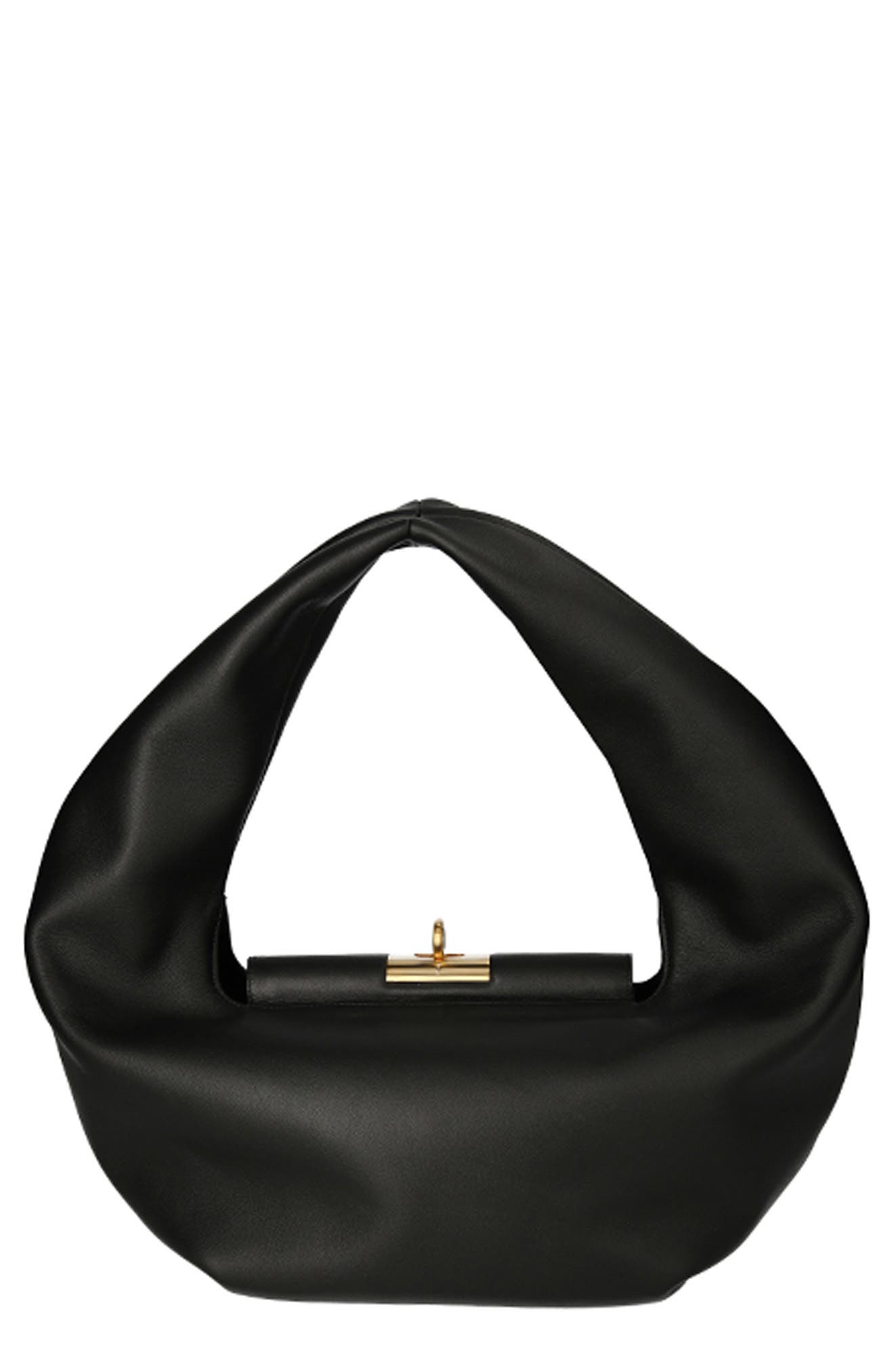 Medium Boh Leather Boho Bag, Main, color, BLACK