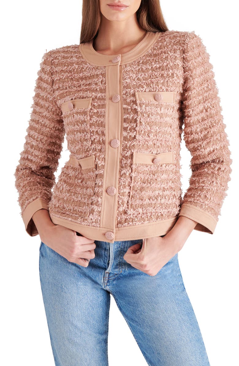 Steve Madden Winterrose Tweed Jacket, Main, color, 