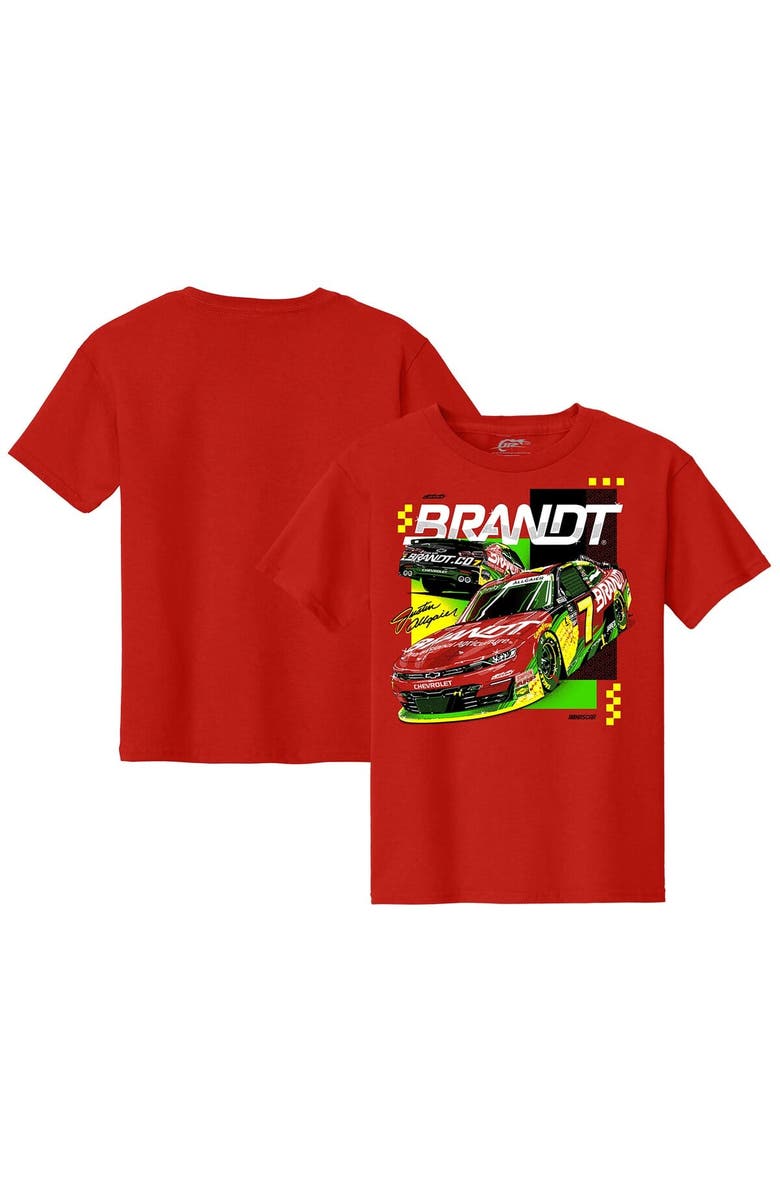 JR MOTORSPORTS OFFICIAL TEAM APPAREL Youth JR Motorsports Official Team Apparel Red Justin Allgaier Brandt Car T-Shirt, Main, color, Red