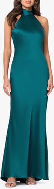 Xscape Evenings Halter Neck Satin Sheath Gown