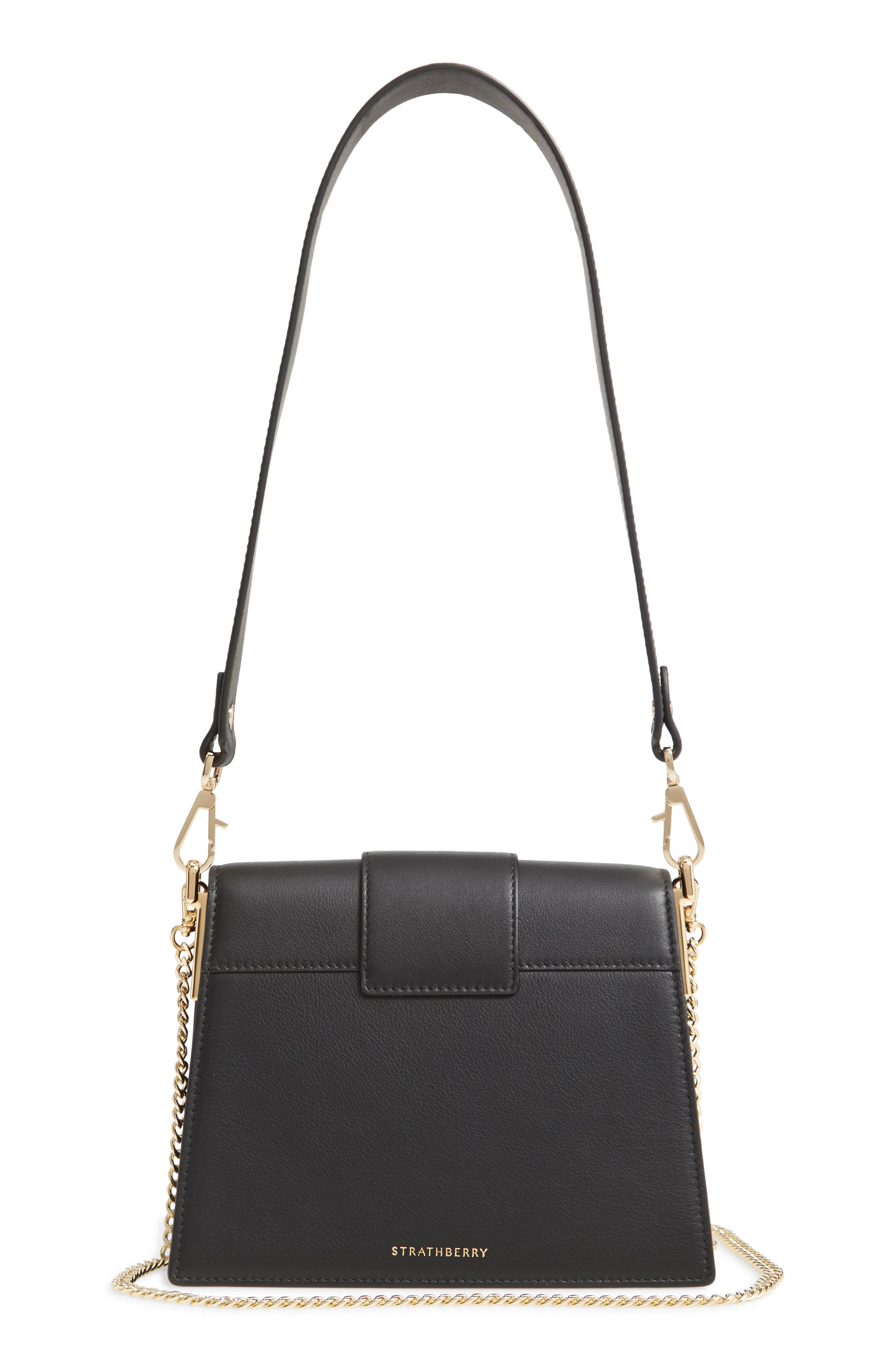 Strathberry Box Crescent Leather Shoulder Bag, Alternate, color, 