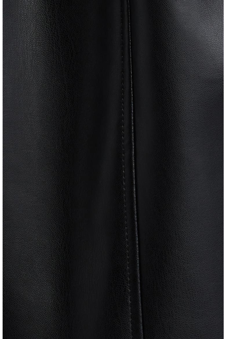 Tie Belt Snap Front Faux Leather Jacket, Alternate, color, BLACK